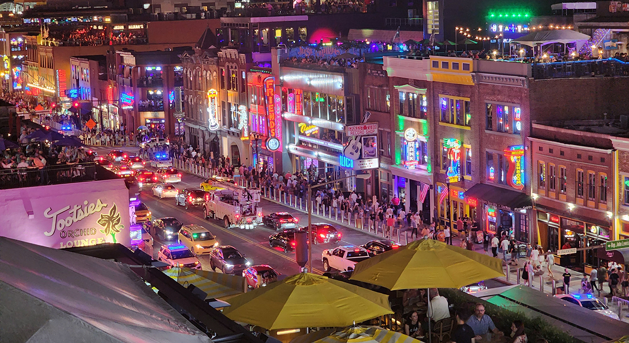 Live music and dancing at a honky tonk on Broadway