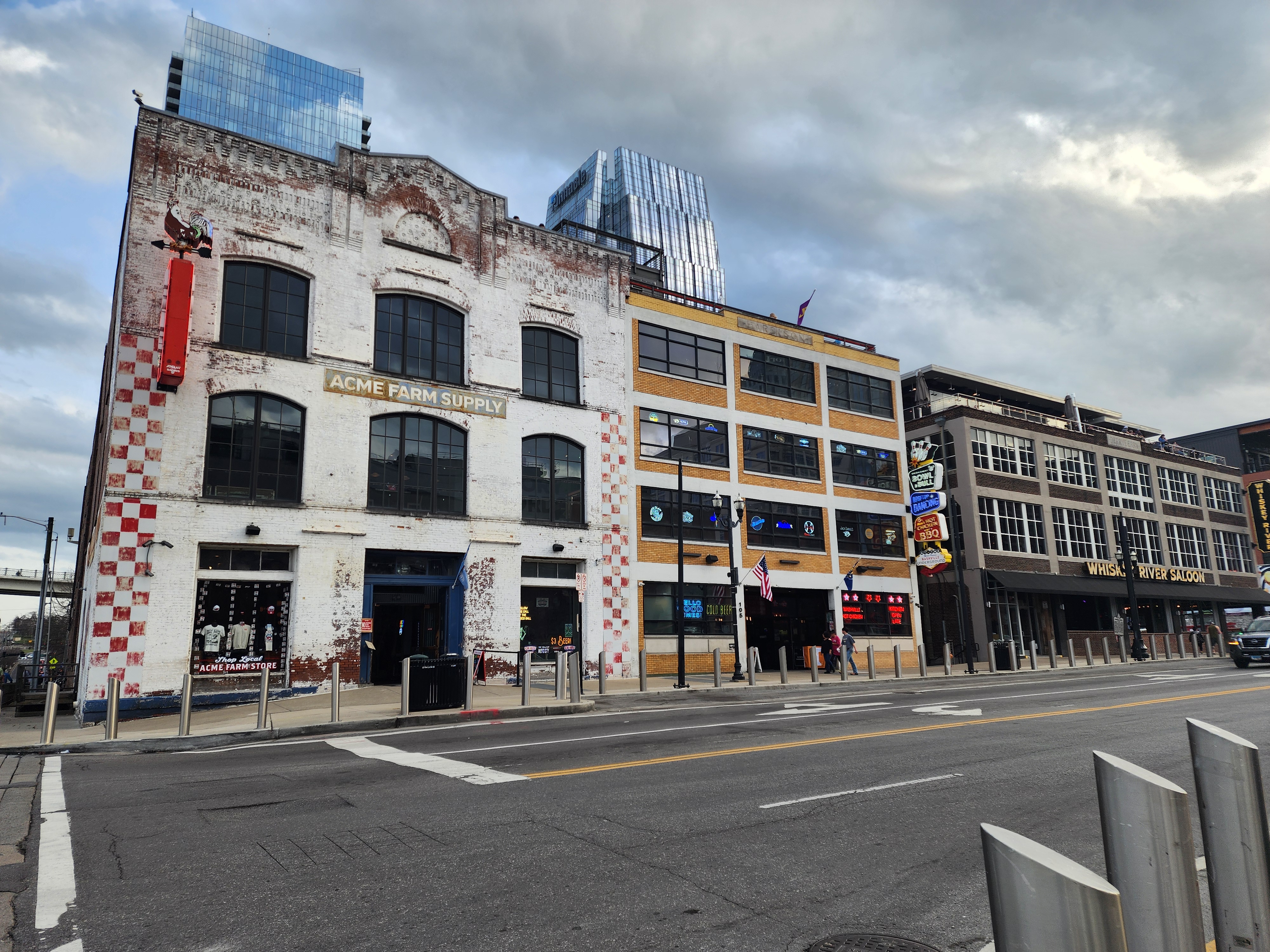 Acme Feed and Seed and neighboring bars at the river end of Broadway.
