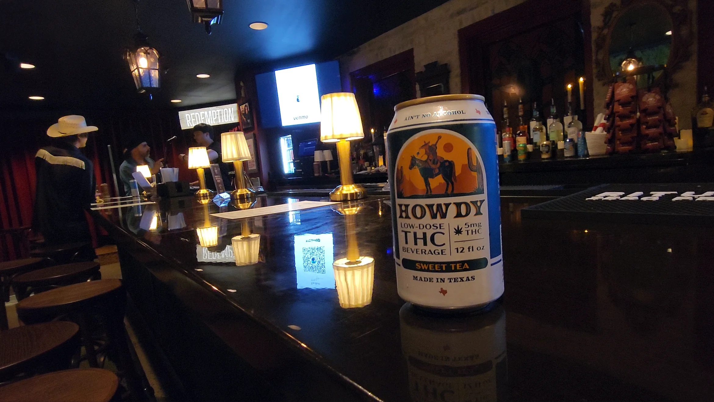 A drink on the bar inside a downtown Nashville venue.